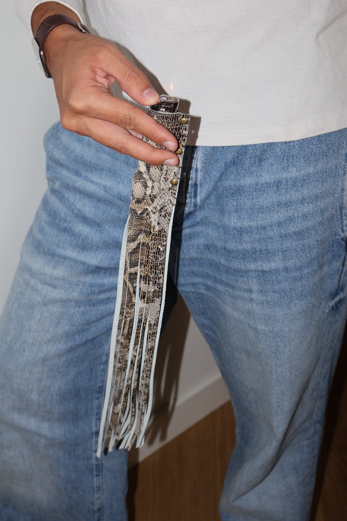Python Gold handmade leather lighter case, by WE ARE MARO