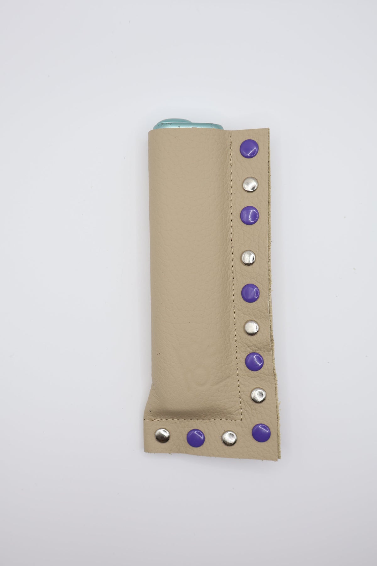 Beige Purple Mix 02 handmade short leather case for IQOS ILUMA ONE, by WE ARE MARO