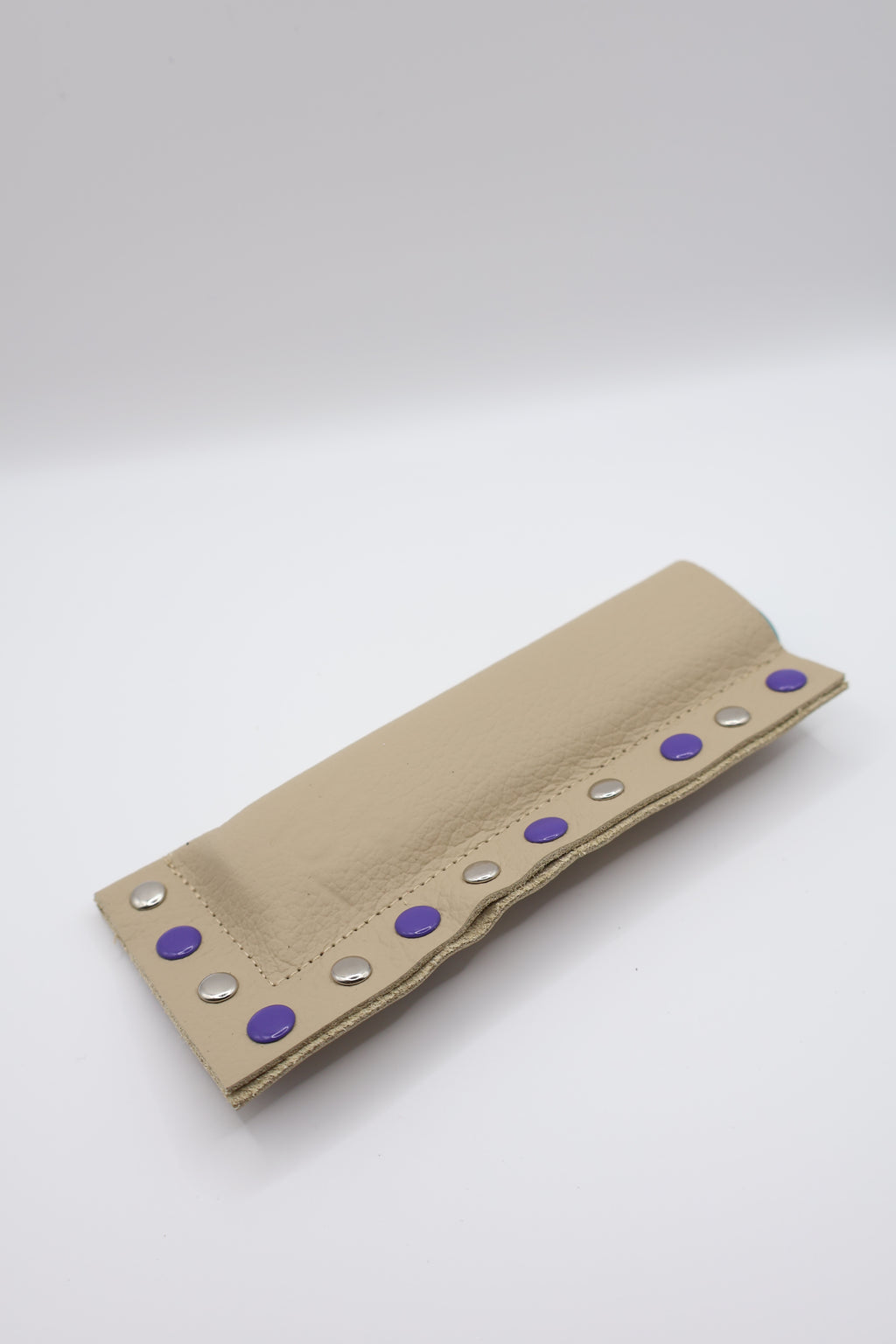 Beige Purple Mix 02 handmade short leather case for IQOS ILUMA ONE, by WE ARE MARO, photo 2