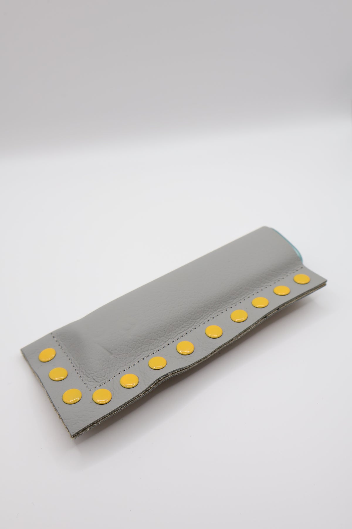 Grey Yellow handmade short leather case for IQOS ILUMA ONE, by WE ARE MARO, photo 2