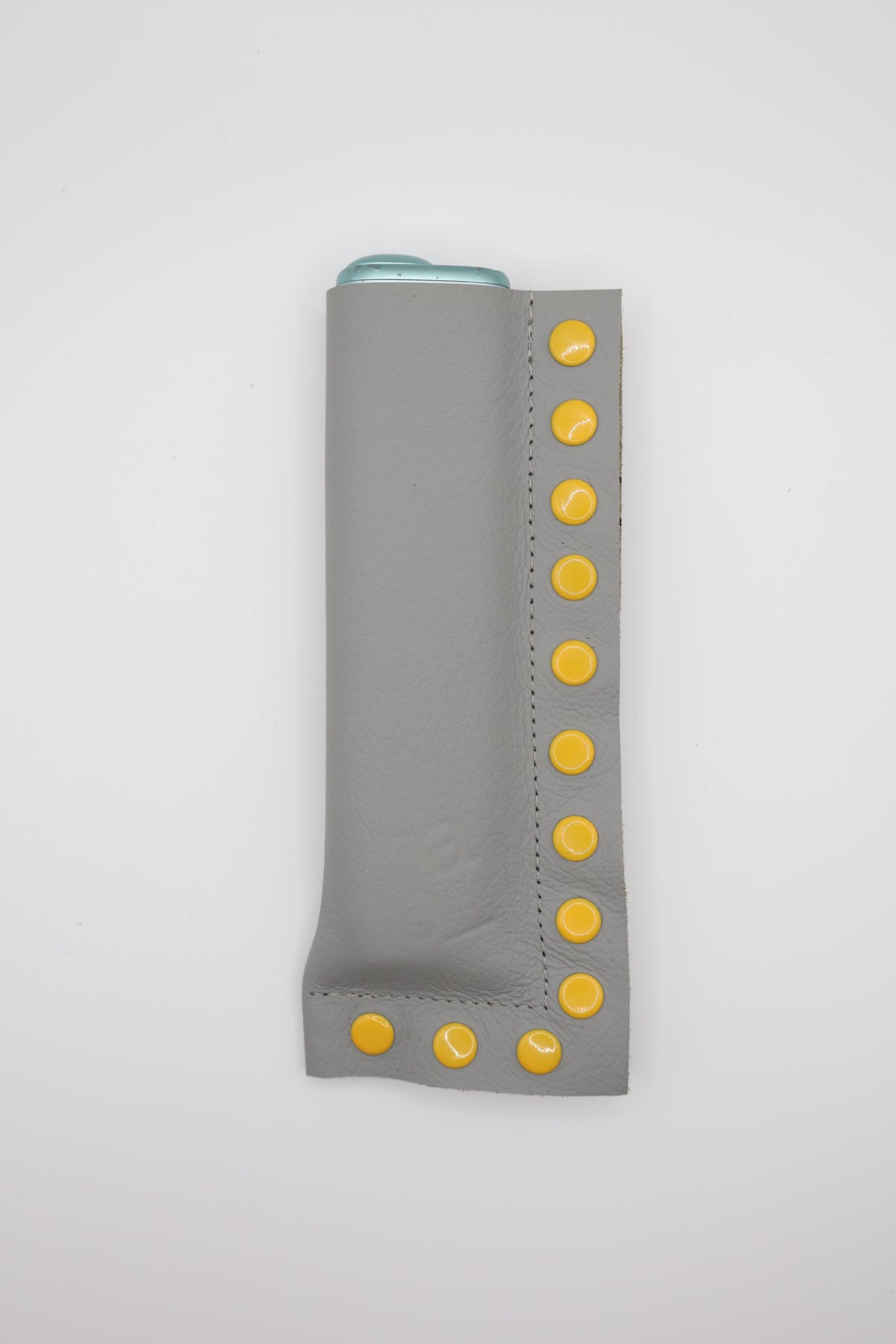 Grey Yellow handmade short leather case for IQOS ILUMA ONE, by WE ARE MARO