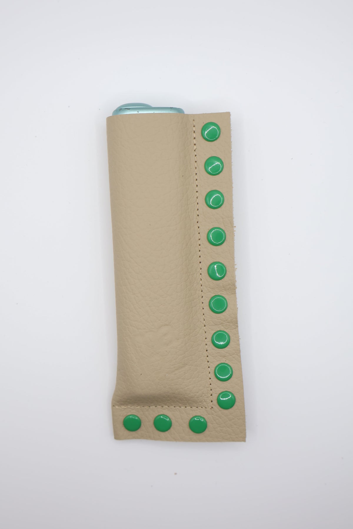 Beige Green handmade short leather case for IQOS ILUMA ONE, by WE ARE MARO