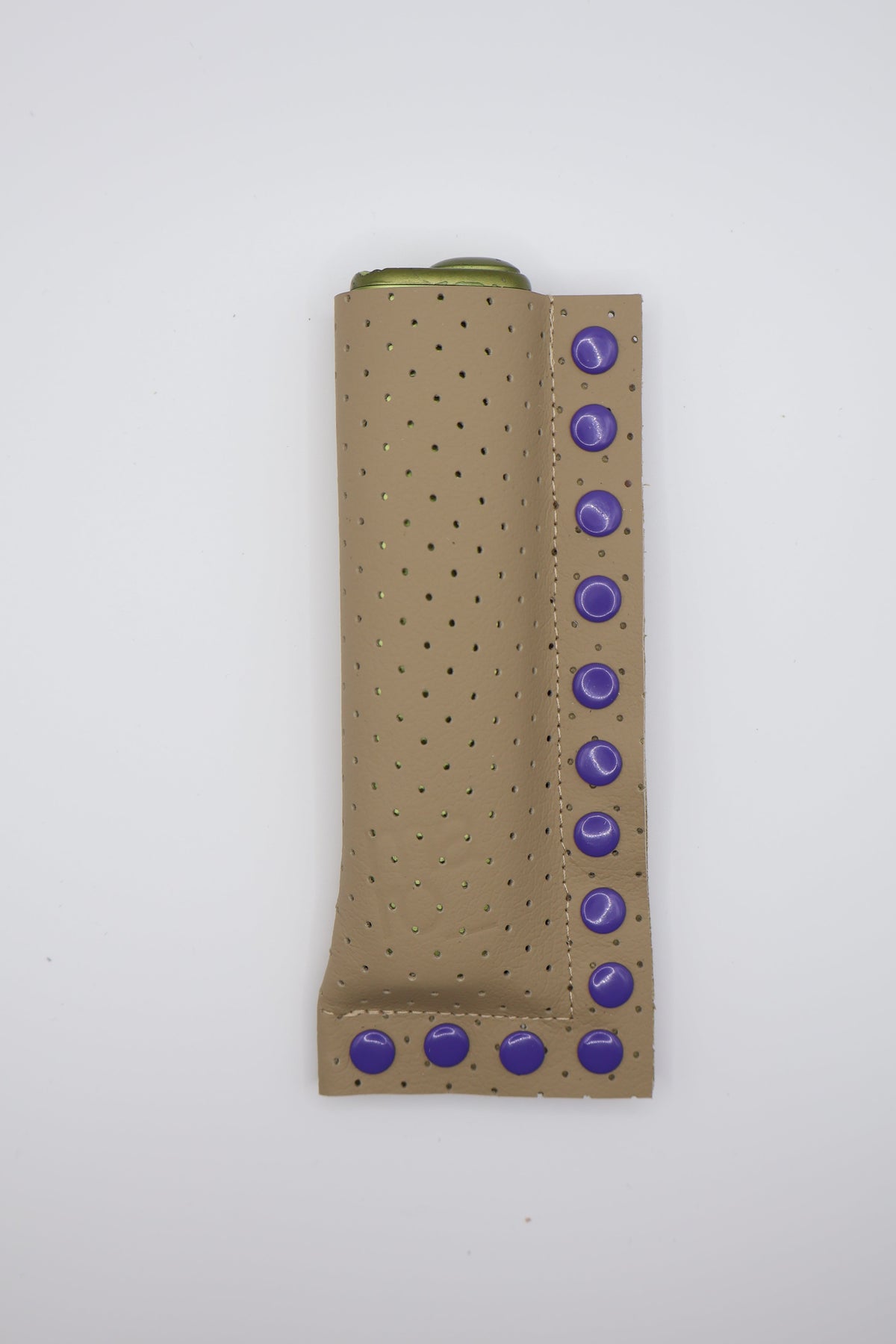 Beige Purple handmade short leather case for IQOS ILUMA ONE, by WE ARE MARO