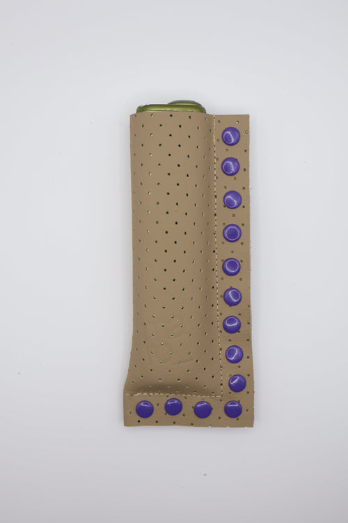 Beige Purple handmade short leather case for IQOS ILUMA ONE, by WE ARE MARO