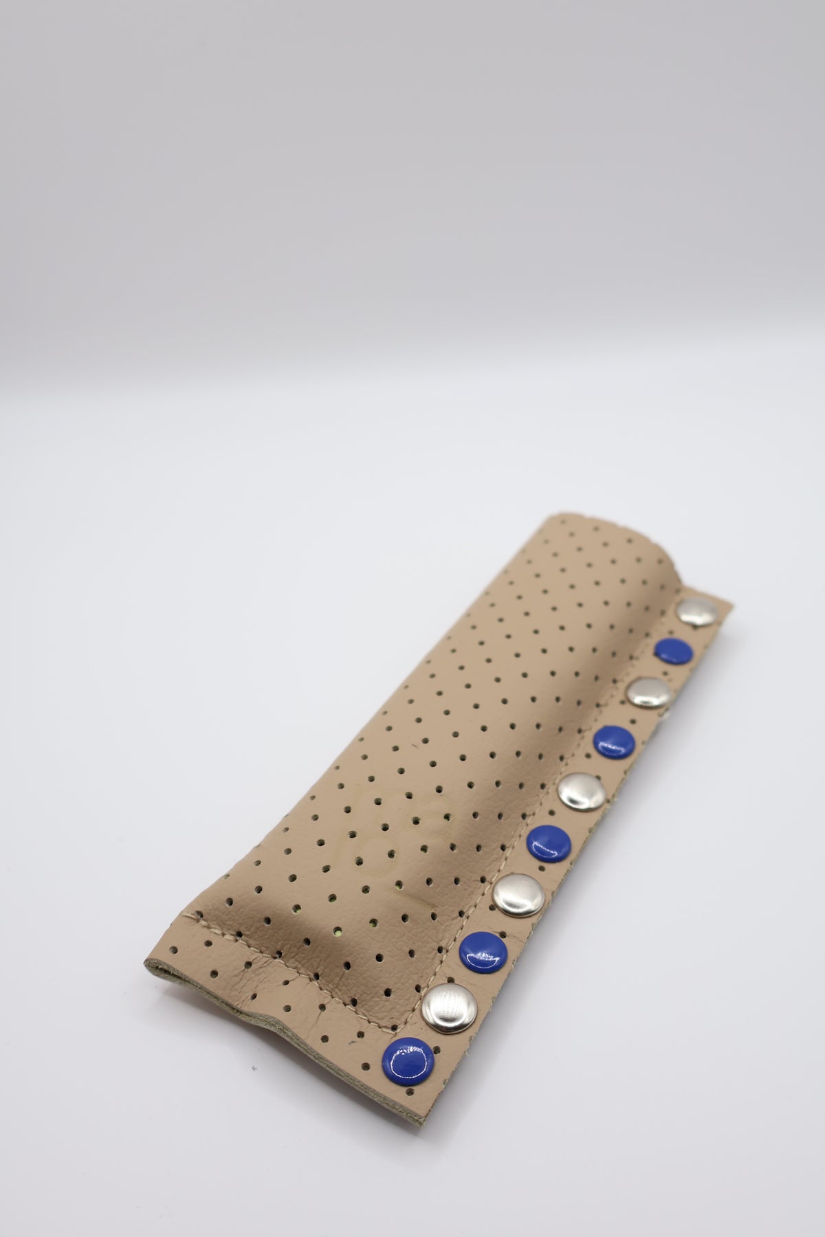 Beige Blue Mix handmade short leather case for IQOS ILUMA ONE, by WE ARE MARO, photo 2