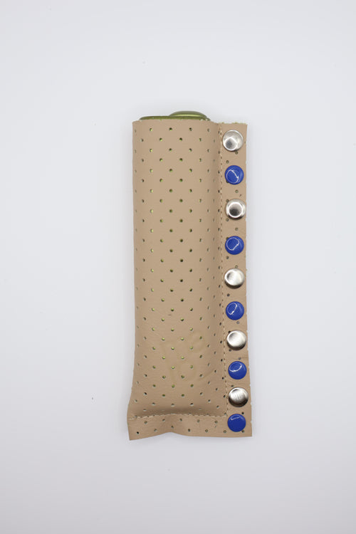 Beige Blue Mix handmade short leather case for IQOS ILUMA ONE, by WE ARE MARO