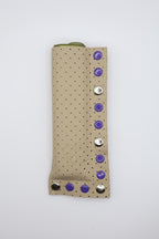 Beige Purple Mix 01 handmade short leather case for IQOS ILUMA ONE, by WE ARE MARO