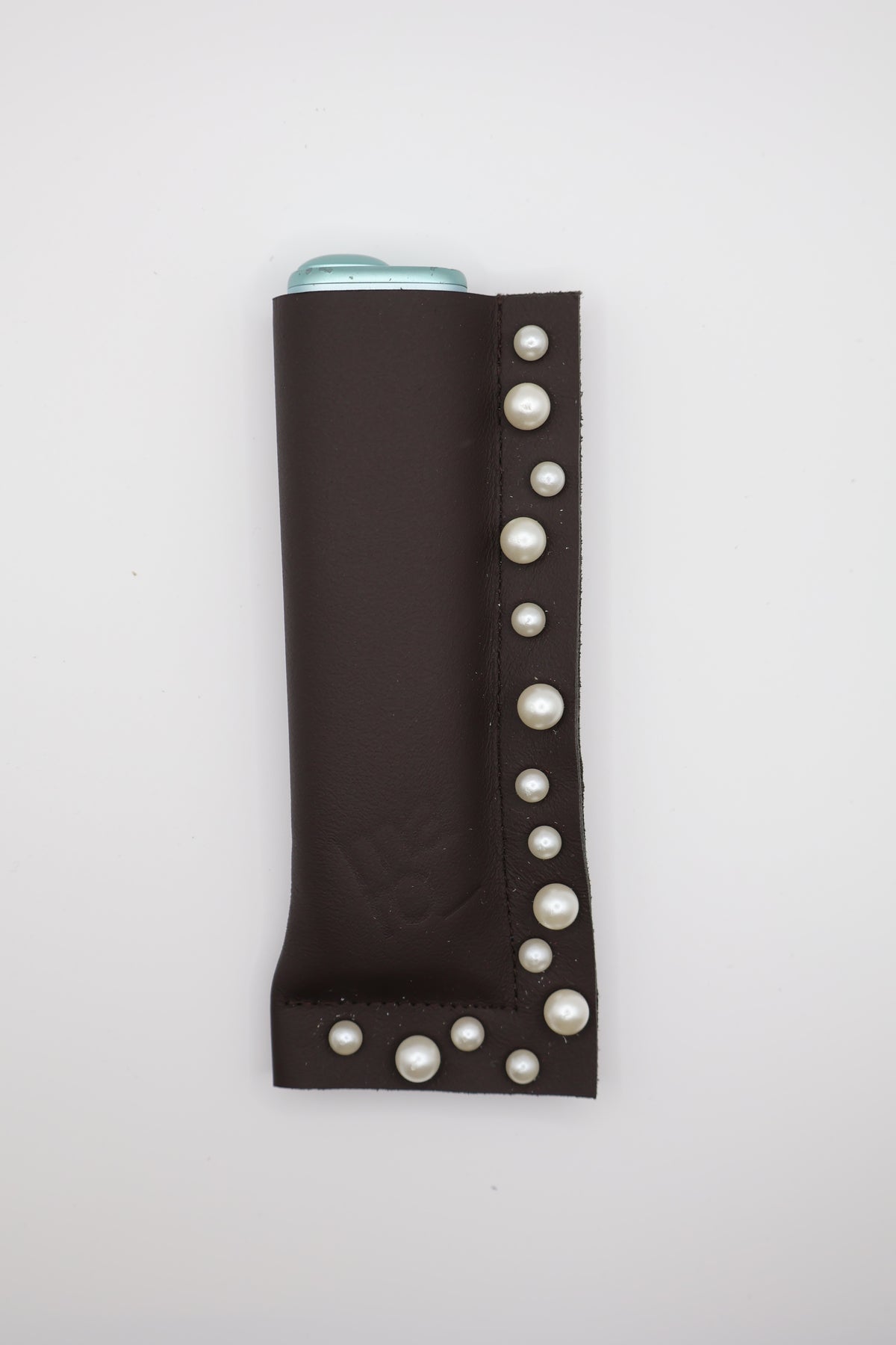Brown Pearl handmade short leather case for IQOS ILUMA ONE, by WE ARE MARO