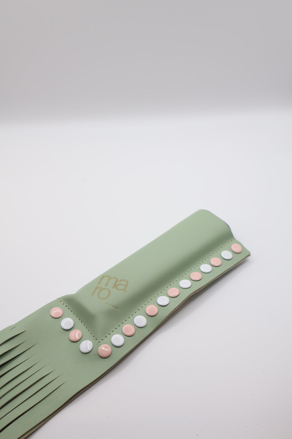 Jade Blush handmade leather fringe case for IQOS ILUMA ONE, by WE ARE MARO, photo 4