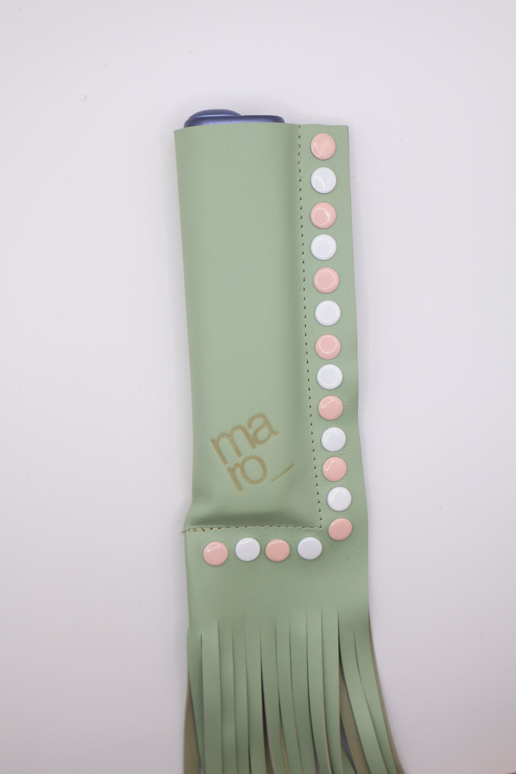 Jade Blush handmade leather fringe case for IQOS ILUMA ONE, by WE ARE MARO, photo 3
