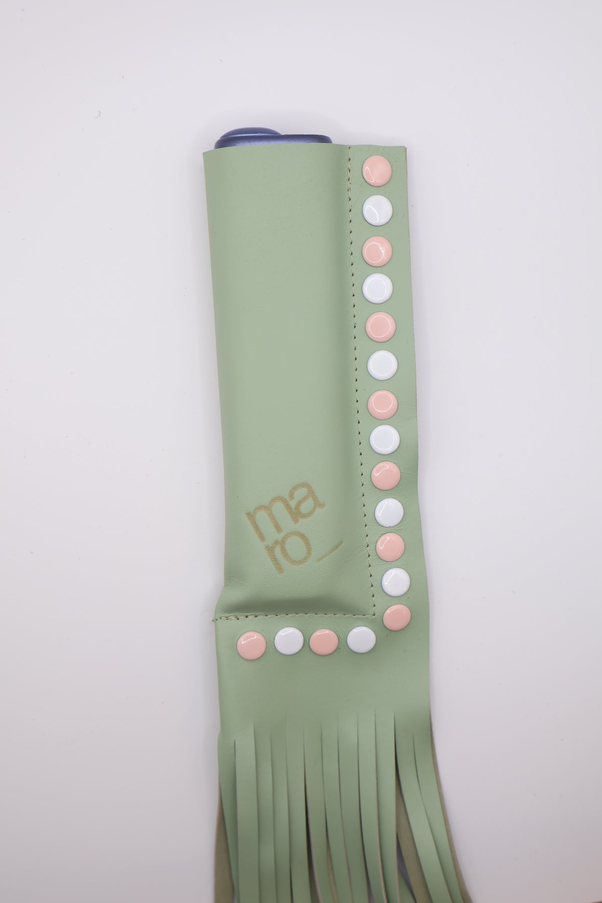 Jade Blush handmade leather fringe case for IQOS ILUMA ONE, by WE ARE MARO, photo 3