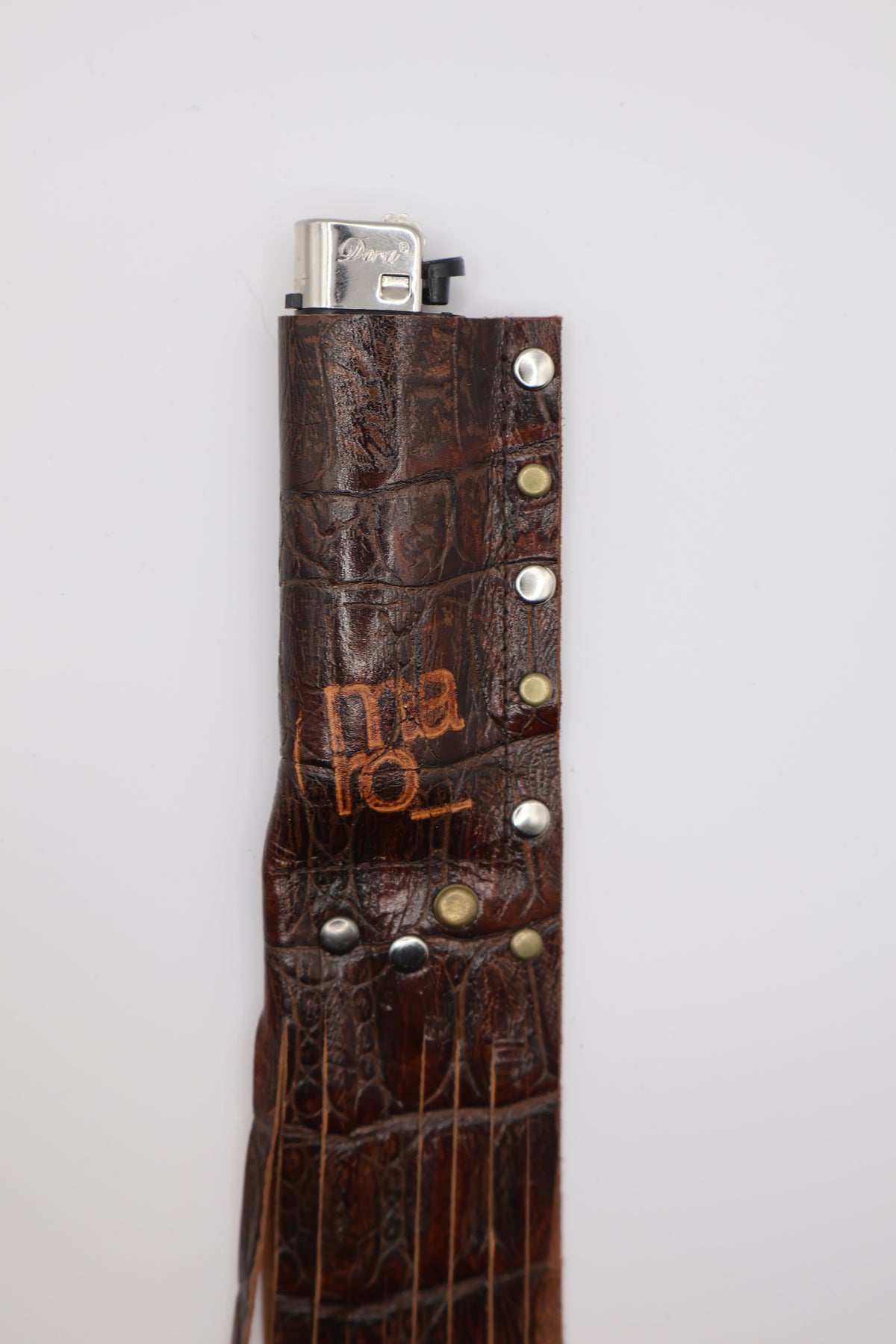 Crocodile handmade leather lighter case, by WE ARE MARO, photo 3