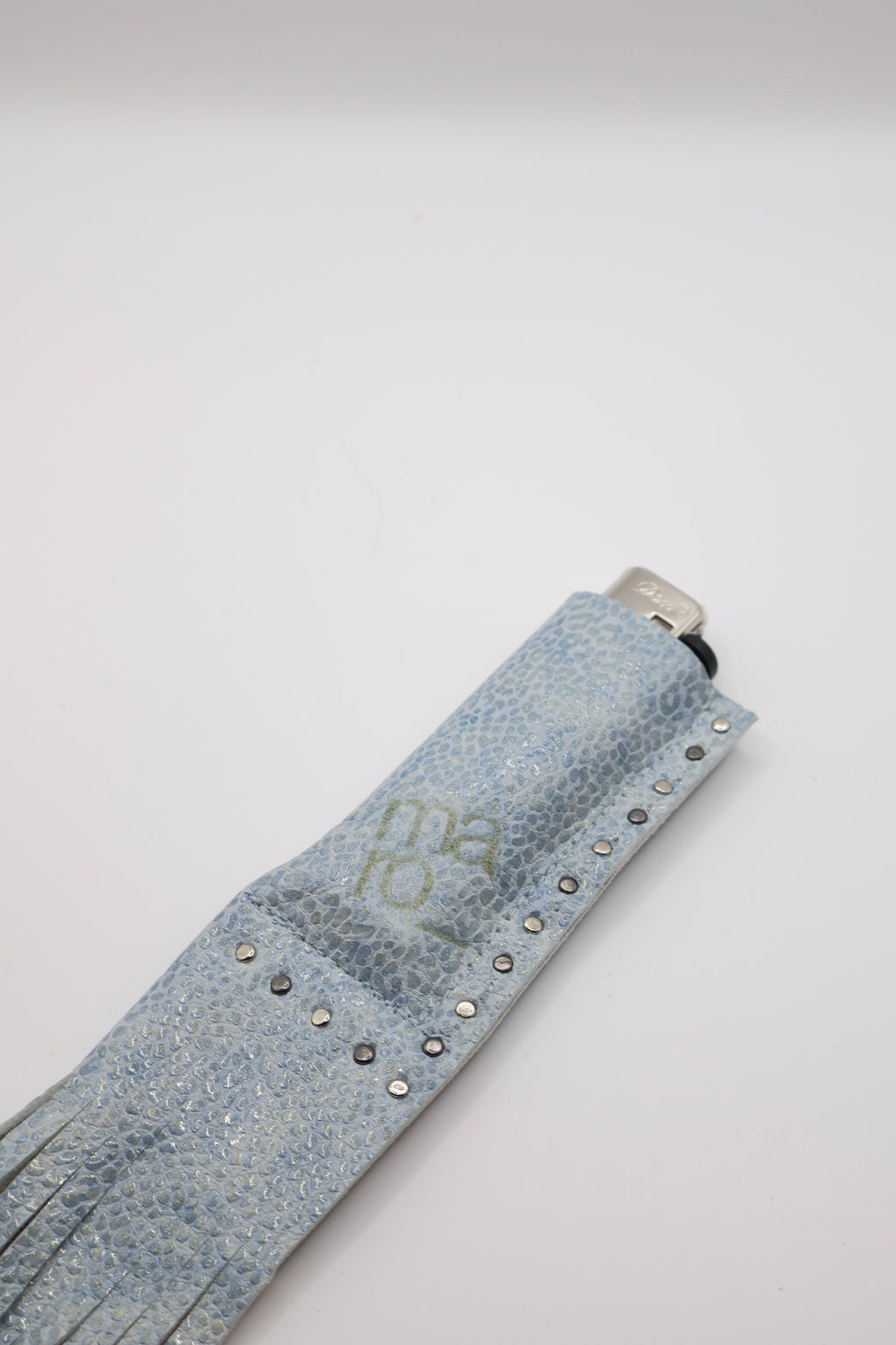Ice Leopard Silver handmade leather lighter case, by WE ARE MARO, photo 3