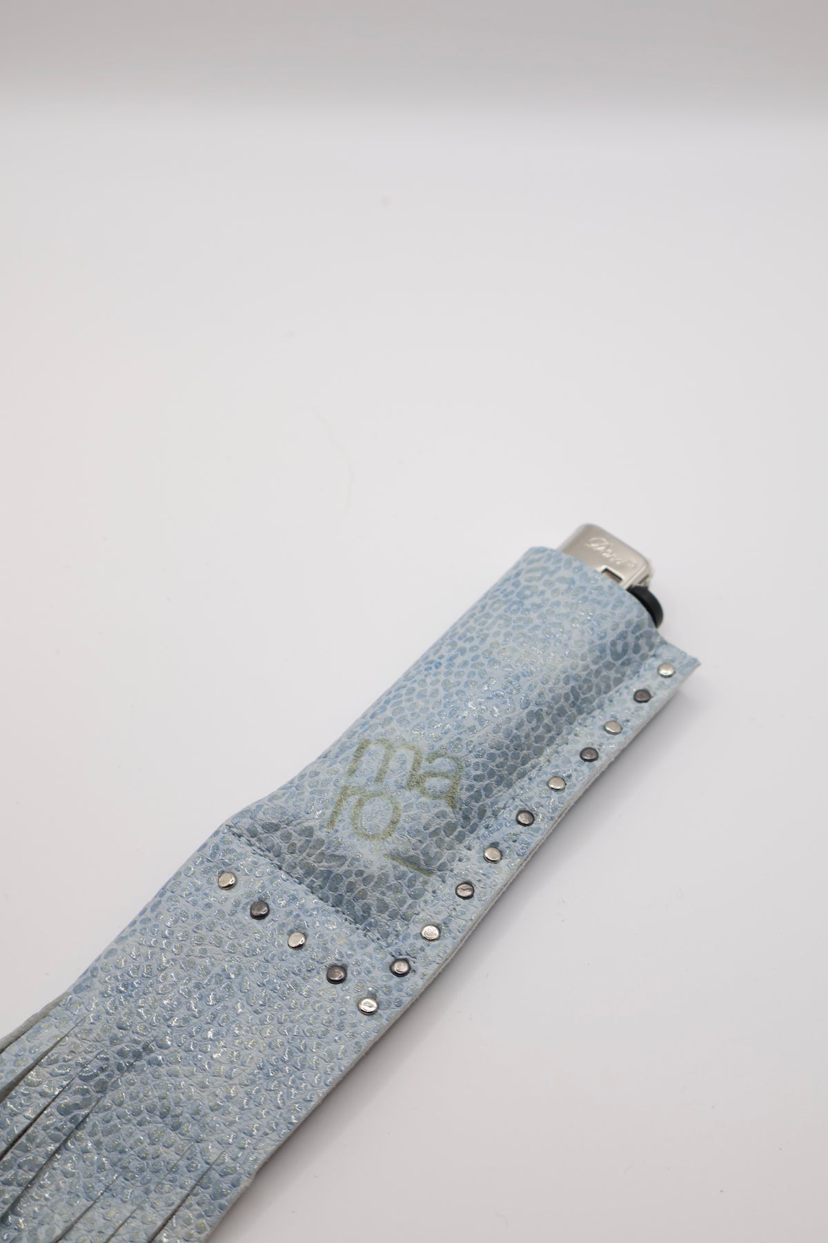 Ice Leopard Silver handmade leather lighter case, by WE ARE MARO, photo 3