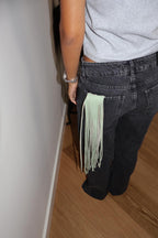 Jade Blush handmade leather fringe case for IQOS ILUMA ONE, by WE ARE MARO, photo 2
